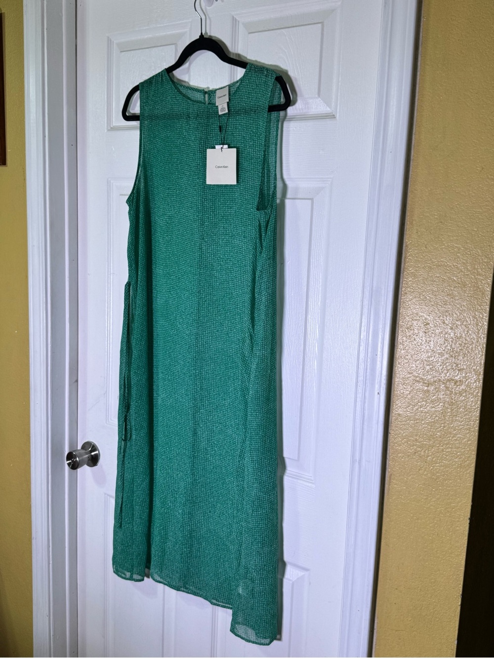 Calvin Klein Sleeveless Emerald Green Tie-Waist Midi Dress - Picture 6 of 6